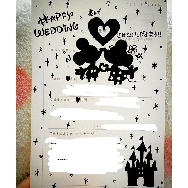 幸せいっぱい♪ディズニーを使った結婚式の招待状アートまとめ★ 返信アート 招待状アート page2 Jocee